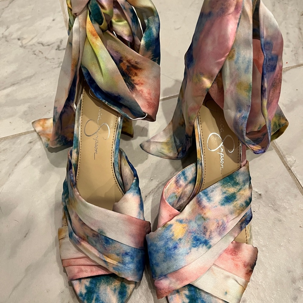 Jessica Simpson, Multi-color, ankle-wrap bows.  Super cute, never worn. Noelene
